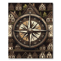 Vintage Nautical Compass Village Landscape Rug