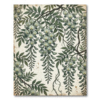 Cream Green Wisteria Floral Garland Rug