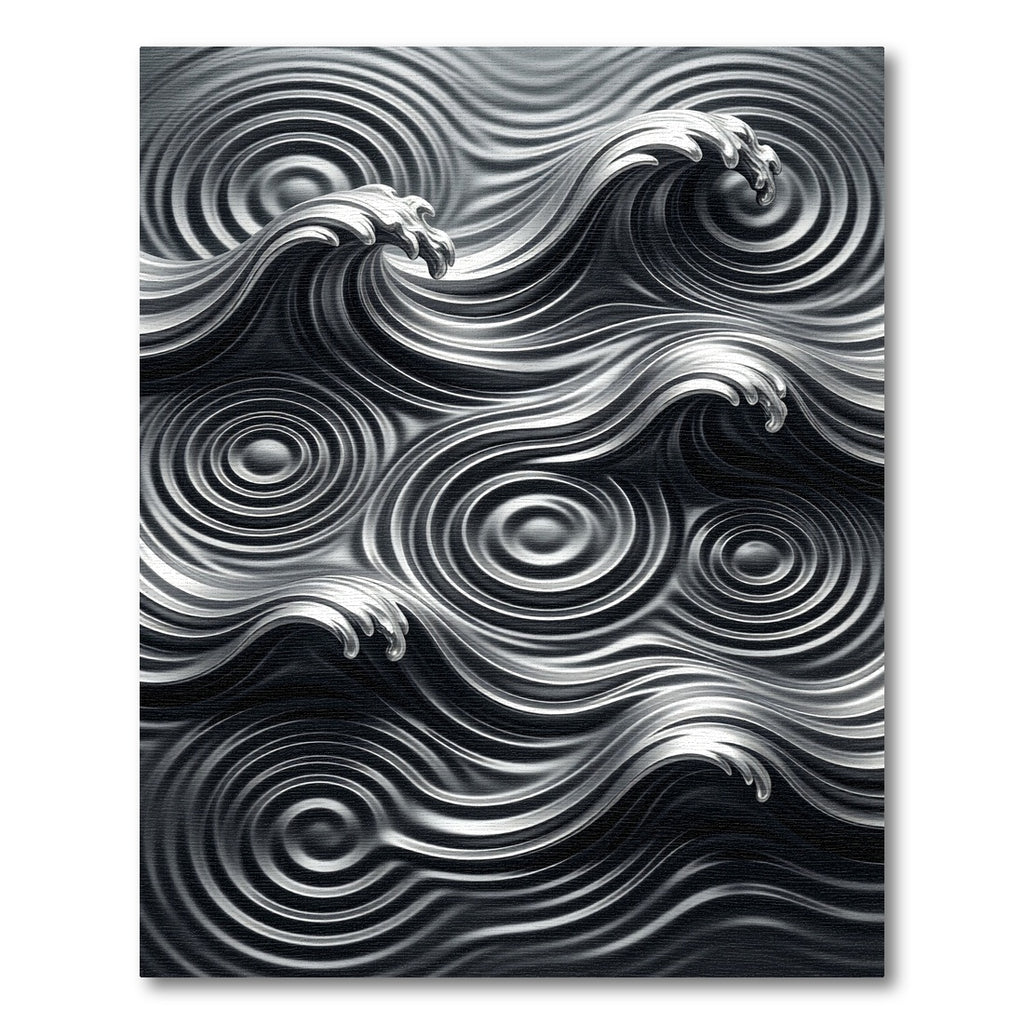Monochromatic Metallic Liquid Wave Swirls Rug