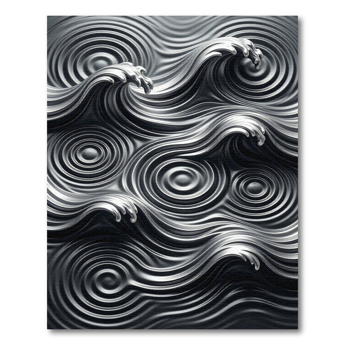 Monochromatic Metallic Liquid Wave Swirls Rug