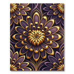 Elegant Golden Floral Violet Art Nouveau Rug