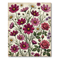 Vintage Pink Cosmos and Rose Meadow Rug
