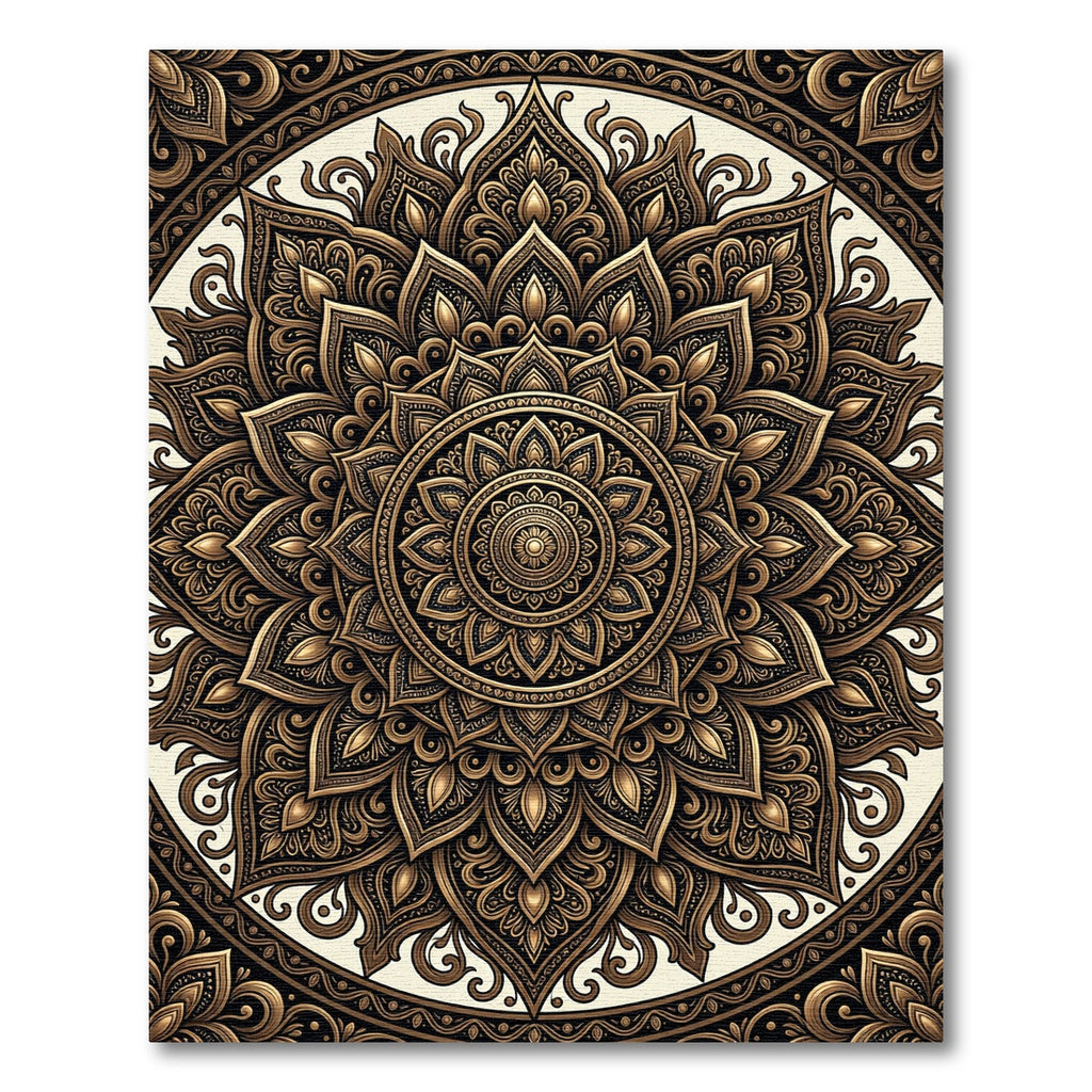 Golden Intricate Mandala Paisley Rug