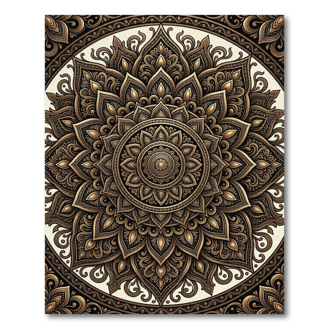 Golden Intricate Mandala Paisley Rug