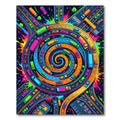 Vibrant Neon Spiral Roadway Pop Art Rug