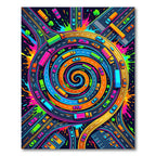 Vibrant Neon Spiral Roadway Pop Art Rug