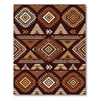 Bold Earthy Tone Geometric Diamond Rug