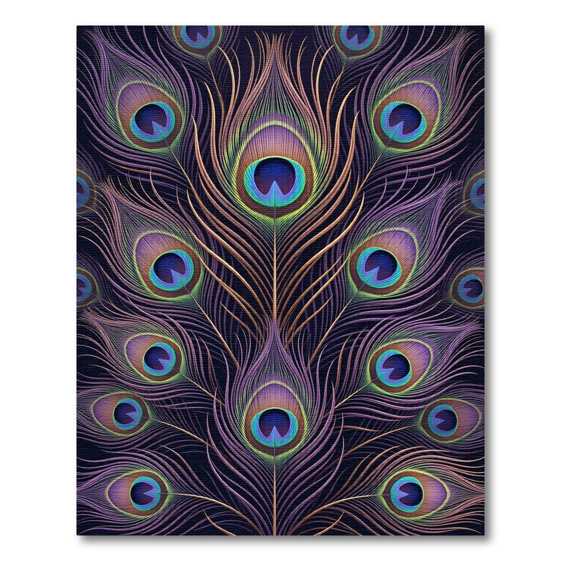 Opulent Peacock Feather Fan Statement Rug