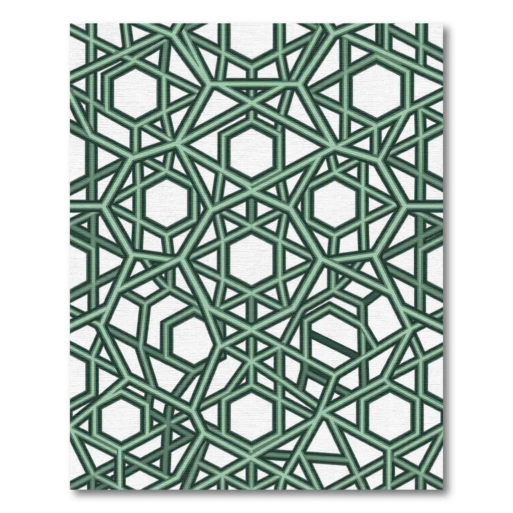 Sage Emerald Interlocking Geometric Hexagon Rug