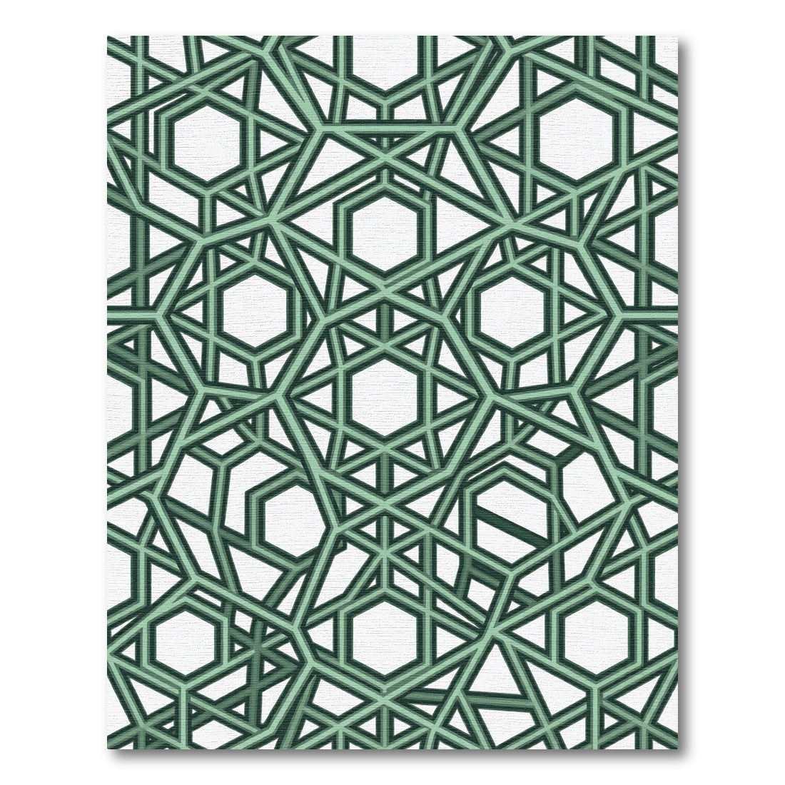 Sage Emerald Interlocking Geometric Hexagon Rug