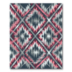 Pink and Gray Abstract Ikat Diamond Rug