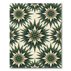 Earthy Green Fern Botanical Star Tile Rug
