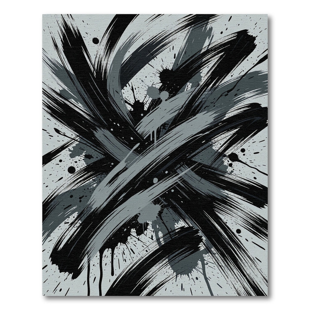 Monochromatic Splatter Brush Stroke Explosion Rug
