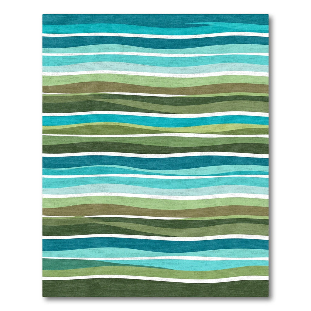 Coastal Blue Green Wavy Stripes Rug