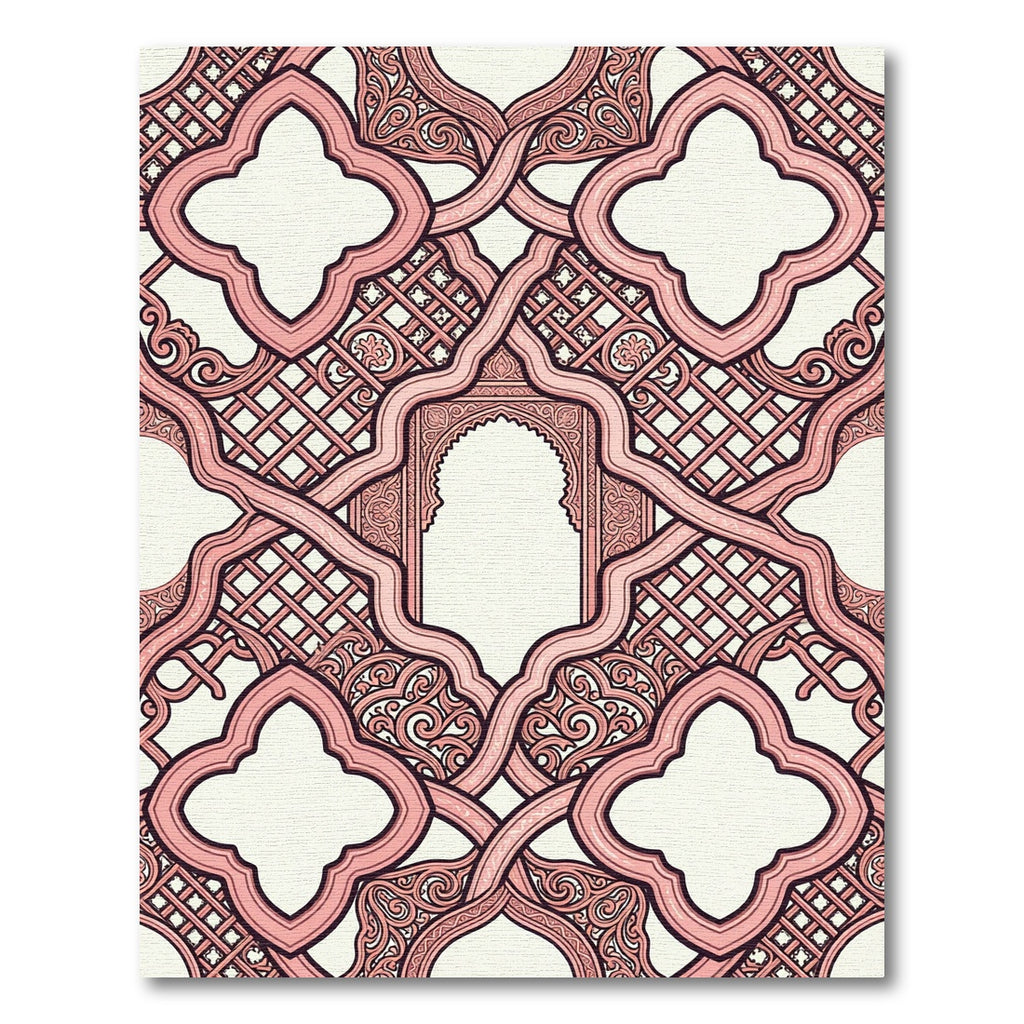 Pink Arabesque Interlocking Lattice Relief Rug