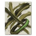 Modern Olive Swirl Abstract Brushstroke Rug