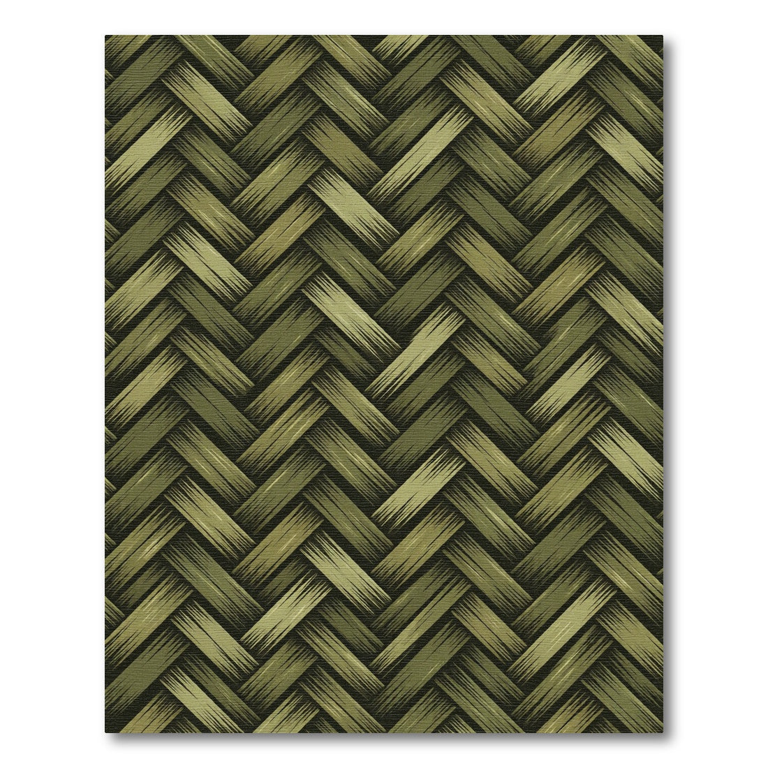 Olive Green Herringbone Woven Texture Rug