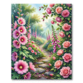 Enchanted Pink Floral Garden Path Rug