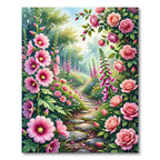 Enchanted Pink Floral Garden Path Rug
