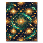 Celestial Golden Starry Galaxy Rug