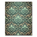 Elegant Green Fleur-de-lis Damask Ornament Rug