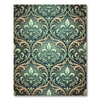 Elegant Green Fleur-de-lis Damask Ornament Rug