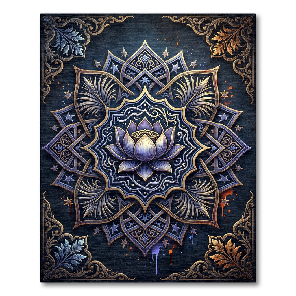 Ethereal Violet Lotus Celestial Mandala Rug