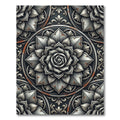 Weathered Silver Metallic Floral Medallion Rug