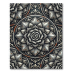 Weathered Silver Metallic Floral Medallion Rug