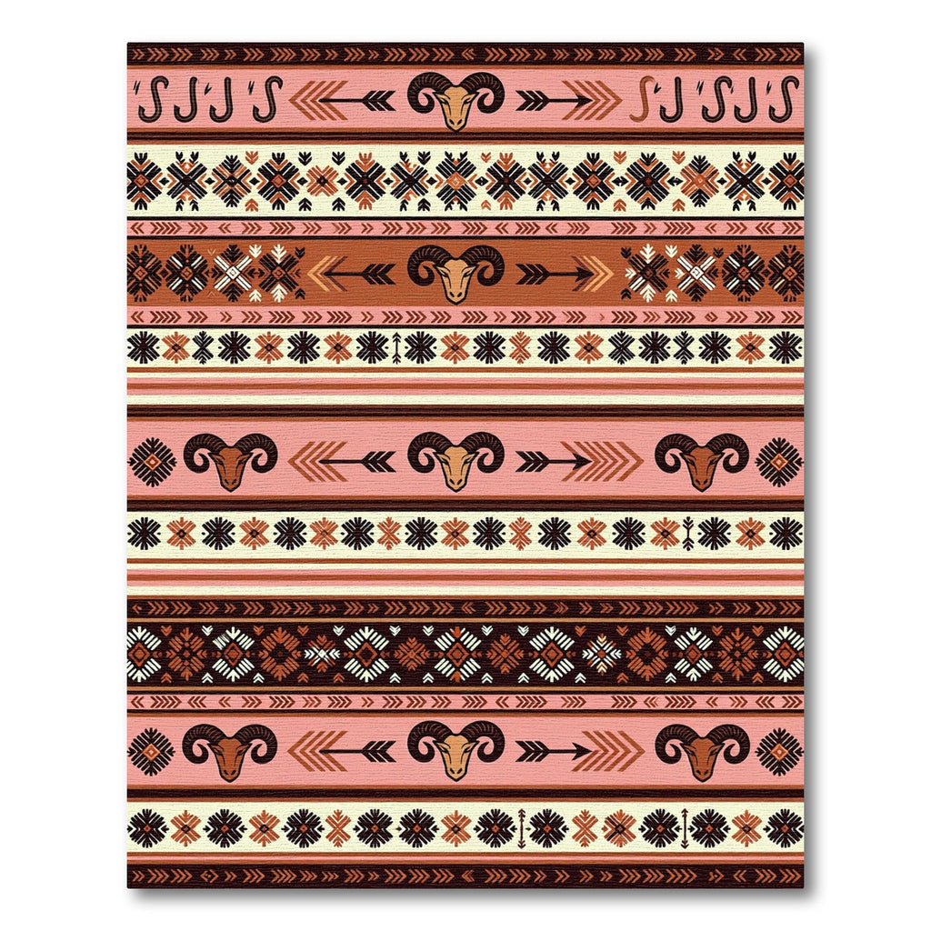 Earthy Ram Head Tribal Stripe Rug