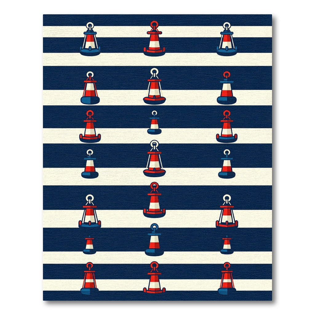 Nautical Buoy Red White Blue Stripe Rug