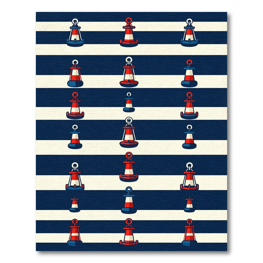 Nautical Buoy Red White Blue Stripe Rug