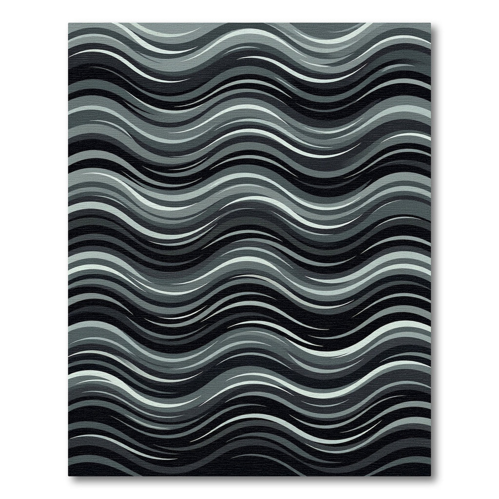 Monochrome Wave Organic Flow Rug