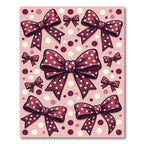 Polka Dot Maroon Bows on Pink Rug