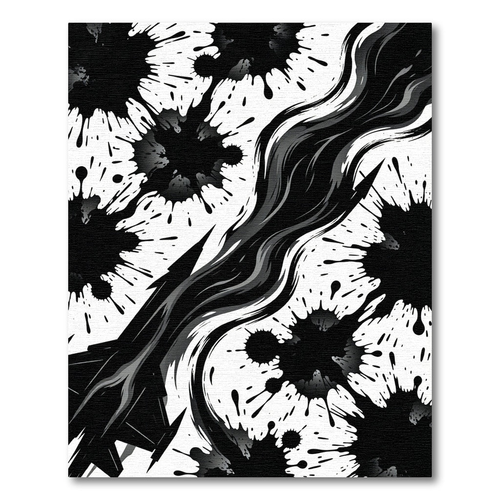 Monochrome Splash Abstract Ink Flow Rug