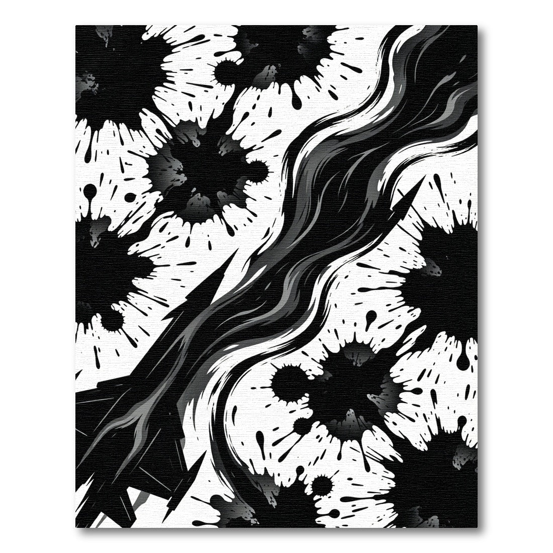 Monochrome Splash Abstract Ink Flow Rug