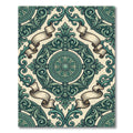 Emerald Baroque Scroll Ribbon Medallion Rug