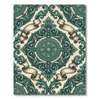 Emerald Baroque Scroll Ribbon Medallion Rug