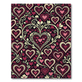 Ornate Crimson Heart Floral Swirl Rug