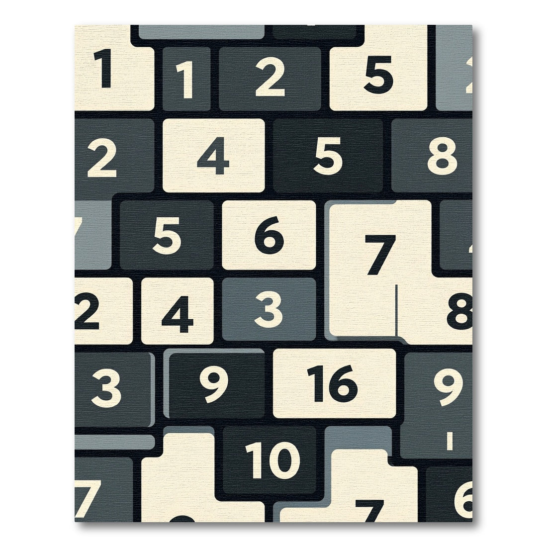 Modern Geometric Number Block Grid Rug