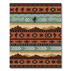 Southwestern Terracotta Mountain Kokopelli Stripe Rug