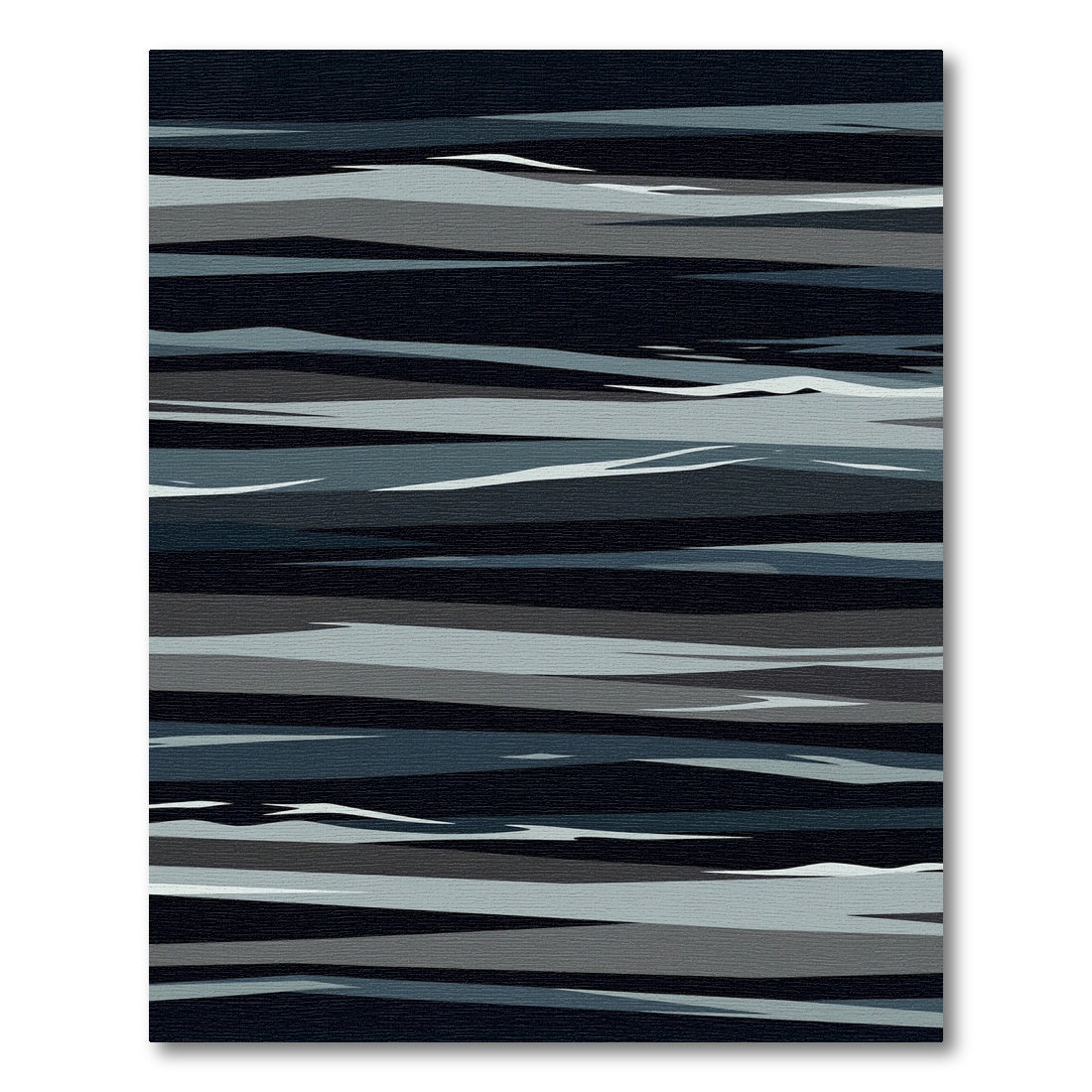 Minimalist Midnight Blue Grey Abstract Wave Rug