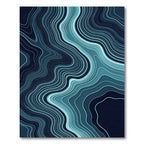 Modern Cyan Oceanic Wavy Abstract Flow Rug