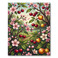 Vibrant Cherry Blossom Garden Scene Rug