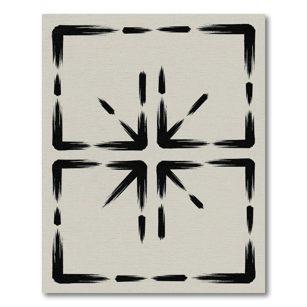 Black Brushstroke Square Arrow Motif Rug