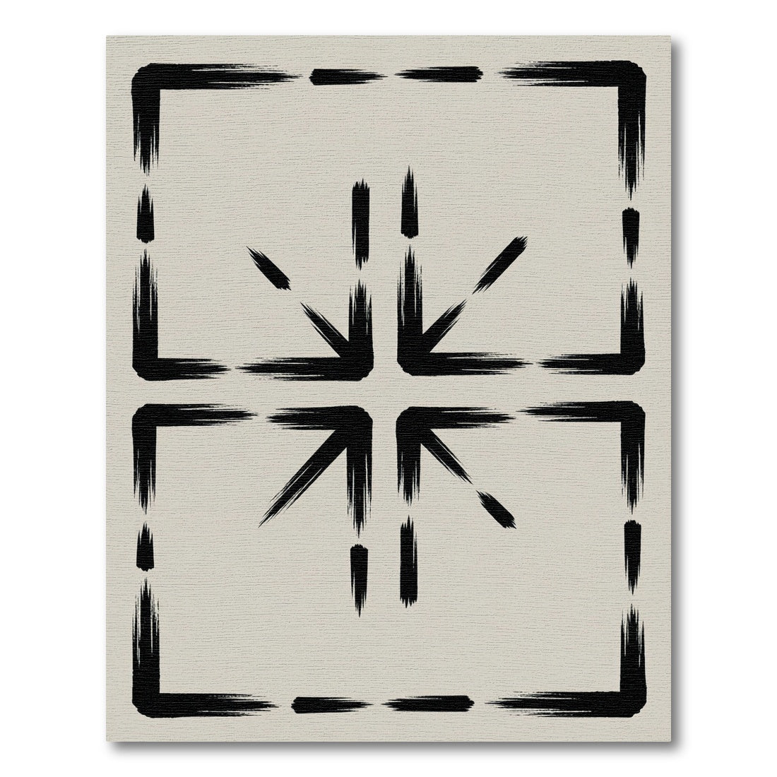 Black Brushstroke Square Arrow Motif Rug