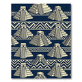 Navy Blue Aztec Step Pyramid Geometry Rug