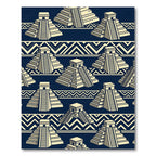 Navy Blue Aztec Step Pyramid Geometry Rug