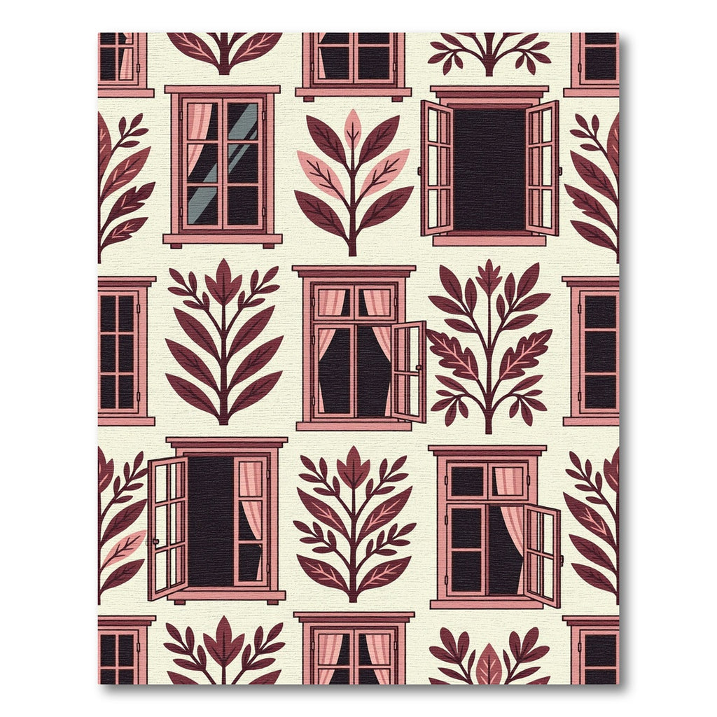 Blush Pink Botanical Window Garden Rug