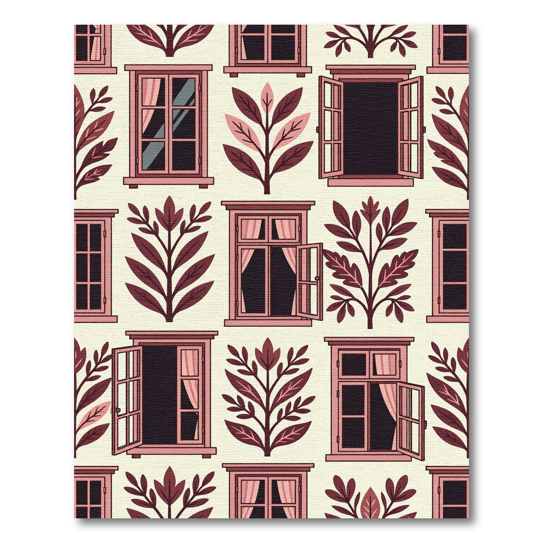 Blush Pink Botanical Window Garden Rug